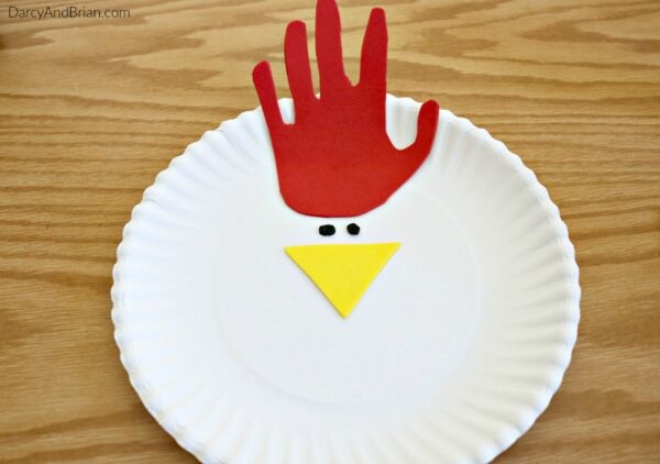 Hand Tracing Chicken Paper Plate Craft