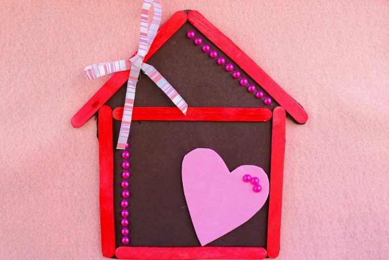 Home Is Where the Heart Is Magnet Popsicle Stick Craft for Kids