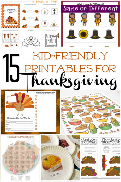 15 Free Kid-Friendly Thanksgiving Printables