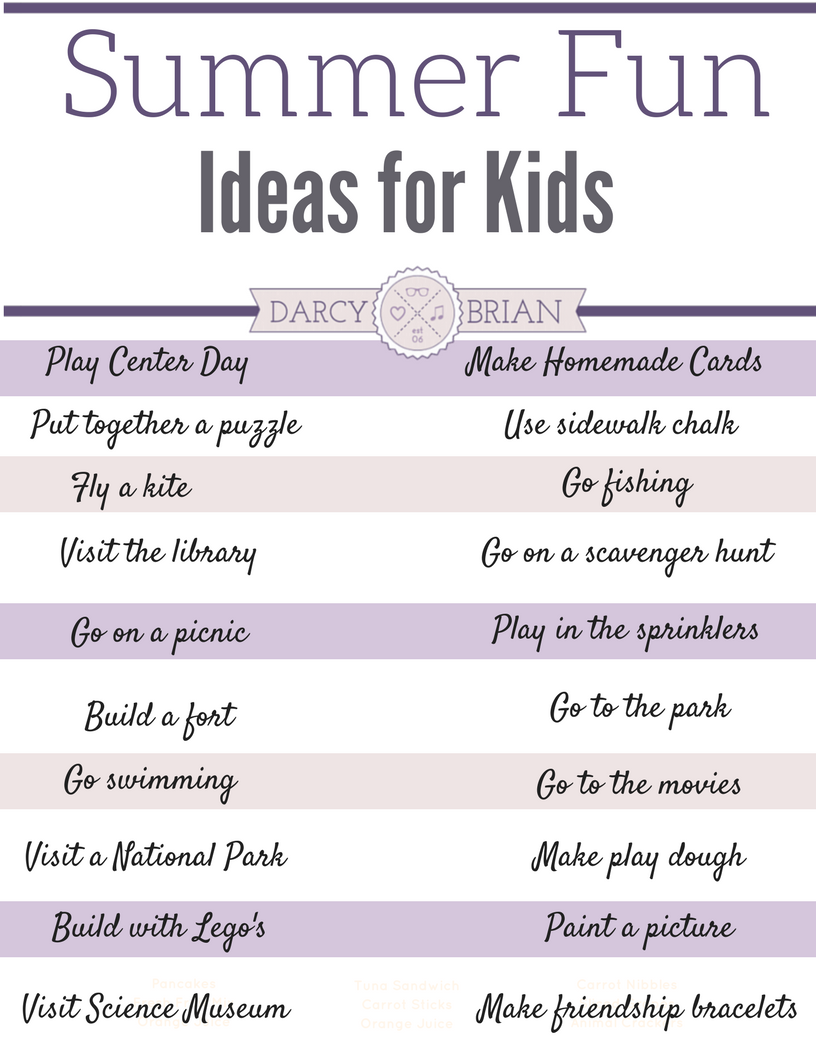 Summer Fun Ideas For Kids With Free Printable List