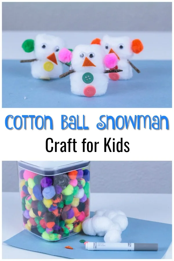 Easy Cotton Ball Snowman Craft for Kids