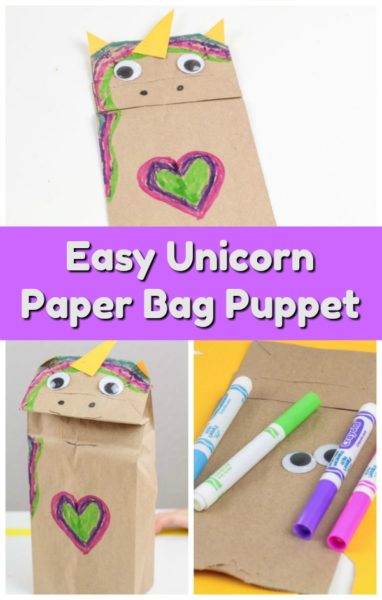 easy unicorn paper bag craft for preschoolers