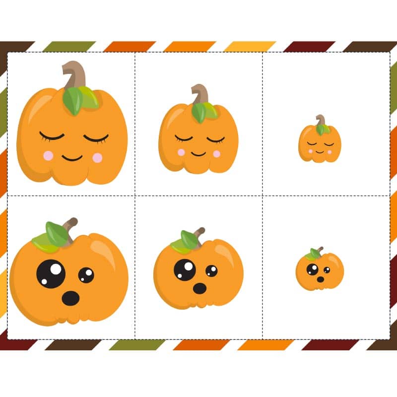 Pumpkin Size Sorting Printable Activity for Kindergarten