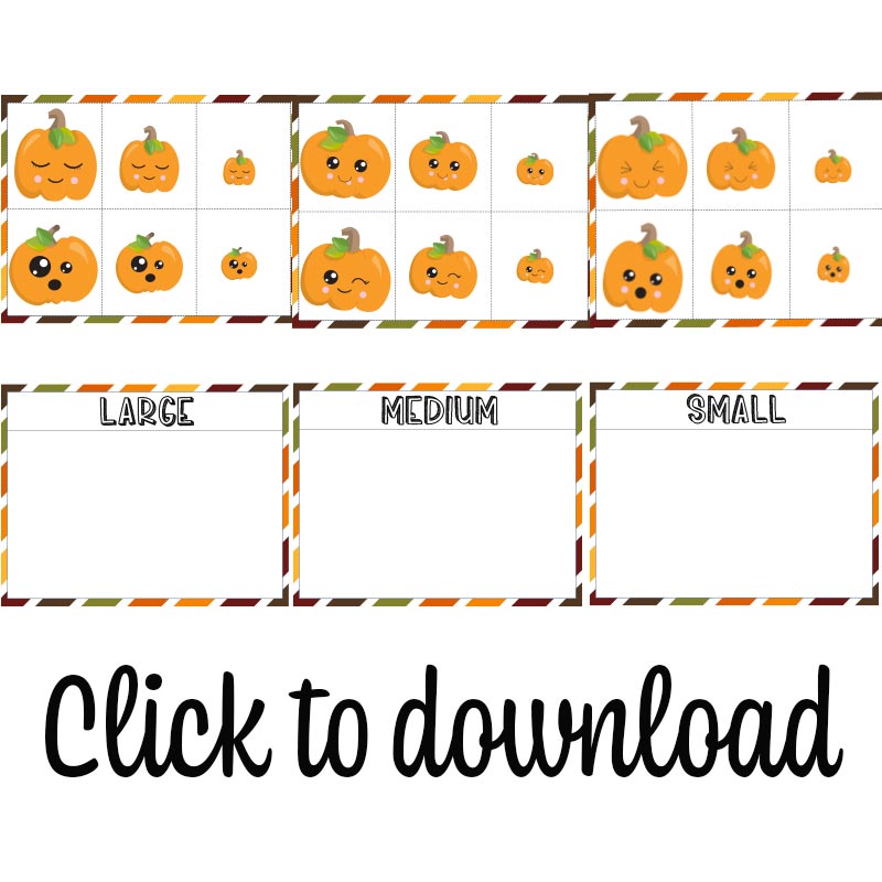 Pumpkin Size Sorting Printable Activity for Kindergarten