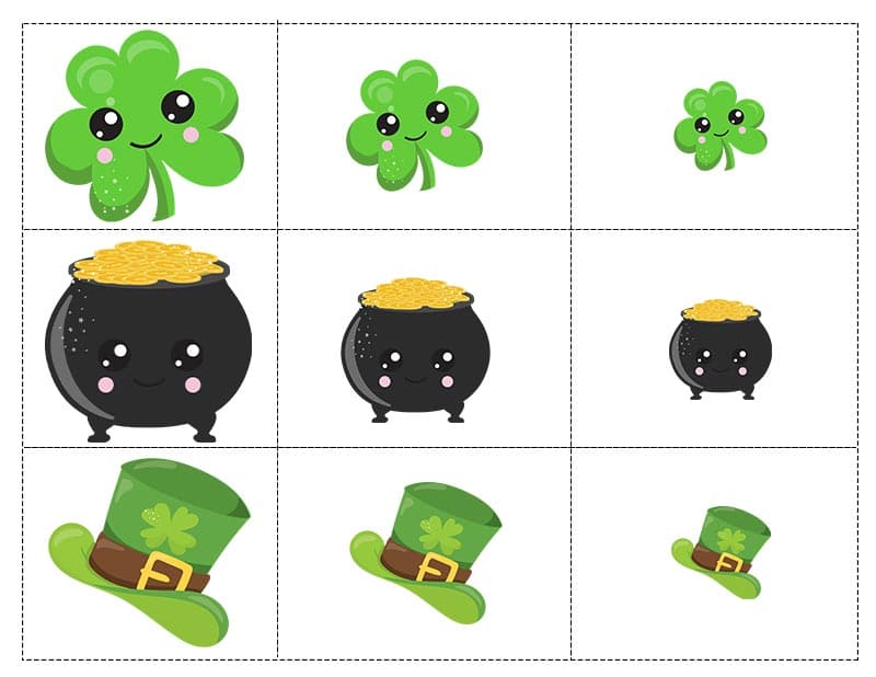 Saint Patrick's Day Size Sorting Printable Activity for Preschool