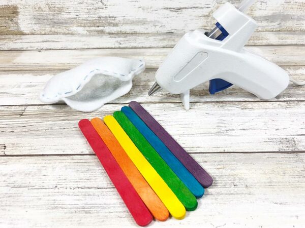 Popsicle Stick Rainbow and Felt Cloud Craft for Kids and Adults