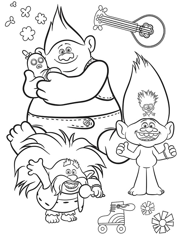 Free Printable Trolls World Tour Coloring Pages & Activities
