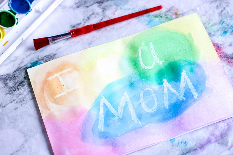 Easy Watercolor Resist Mother's Day Craft For Kids