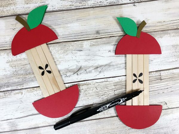 Easy Popsicle Stick Apple Core Craft for Kids