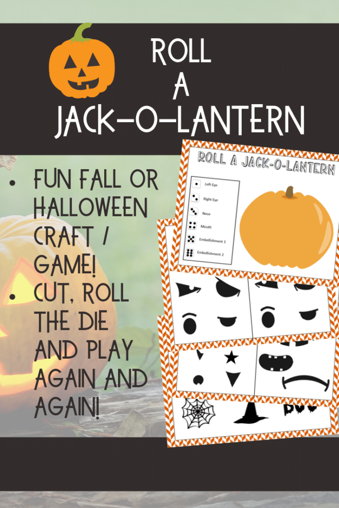 Roll A Jack-O-Lantern Printable Halloween Game for Kids