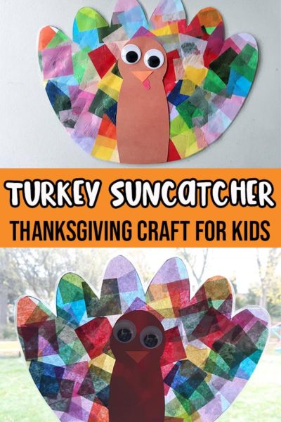 Turkey Tissue Paper Suncatcher Craft