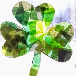 Easy Shamrock Suncatcher Craft | Printable Shamrock Template