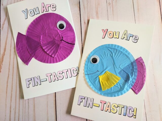 Printable Fish Cupcake Liner Card Craft for Kids With Free Printable Cards