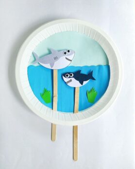 Easy Moving Shark Paper Plate Craft for Kids [Free Shark Template]