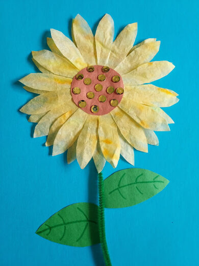 Coffee Filter Sunflower Craft for Kids