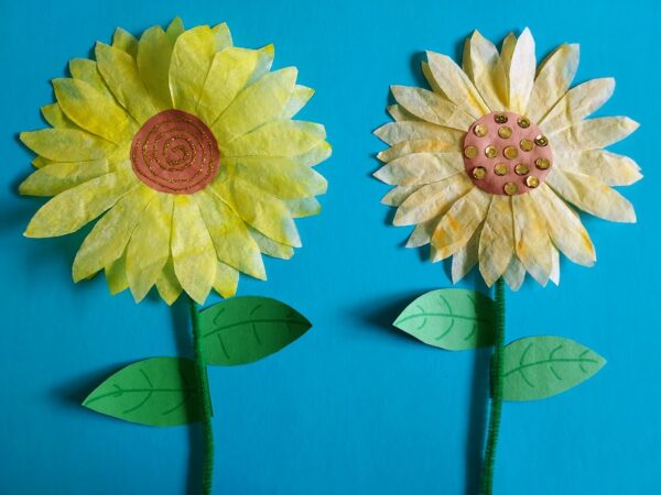 Coffee Filter Sunflower Craft for Kids