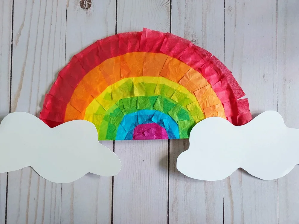 Rainbow Tissue Paper Craft easy and great for kids.