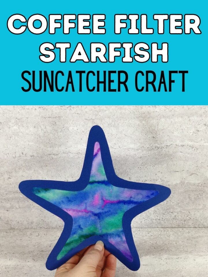 Coffee Filter Starfish Suncatcher Craft for Kids [Printable Template]