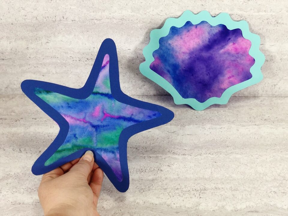 Coffee Filter Starfish Suncatcher Craft for Kids [Printable Template]