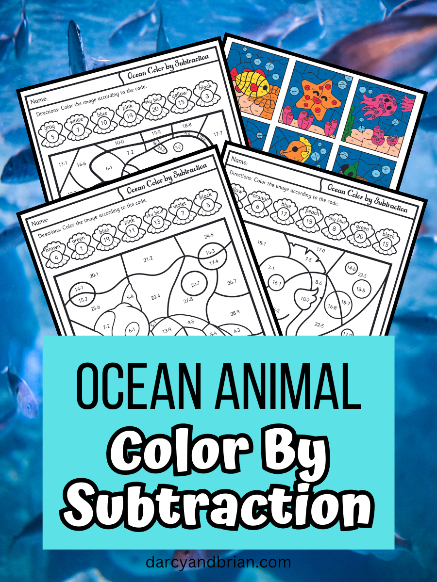 Color By Code Addition and Subtraction (Sea Animals) by Teach and Illuminate