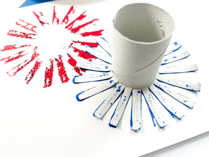 Toilet Paper Roll Fireworks Craft For Kids   Kids Fireworks Painting In Progress 728x546 