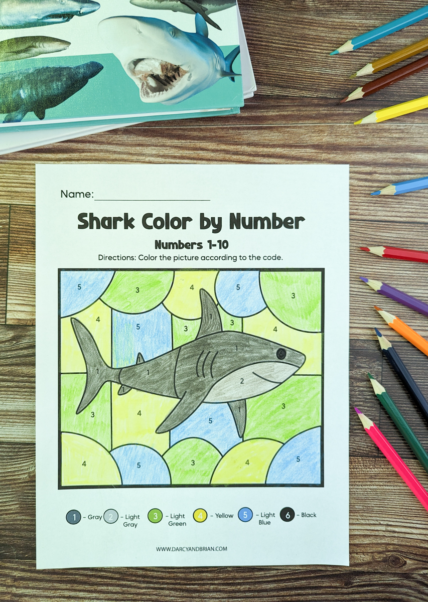 Printable Shark Color by Number Worksheets | Preschool Math