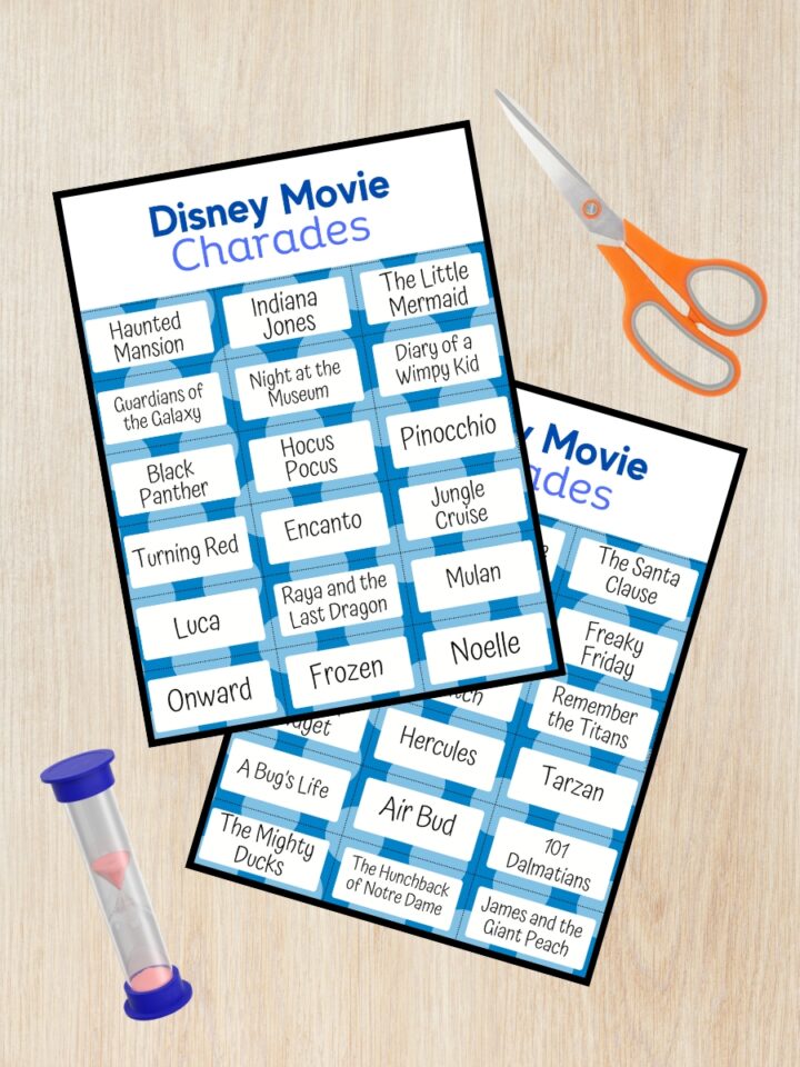 Disney Movie Charades Printable Game for Kids | 85 Movie Titles