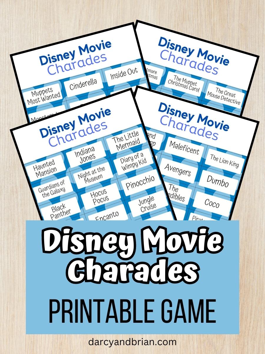 Disney Movie Charades Printable Game for Kids | 85 Movie Titles