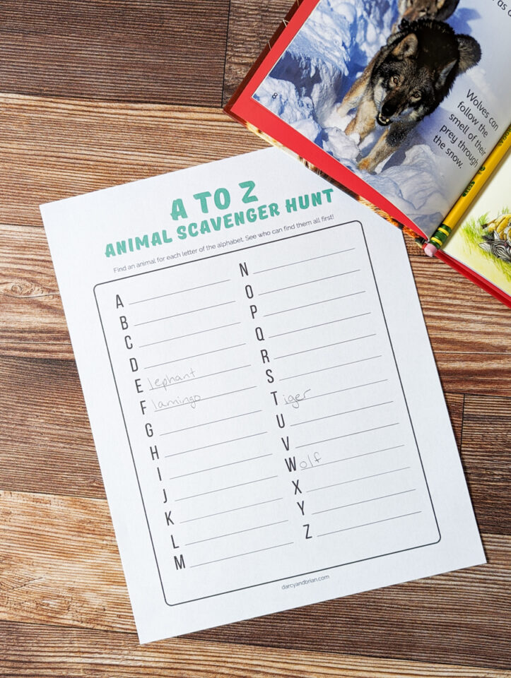 Printable Animal Scavenger Hunt for Educational Fun