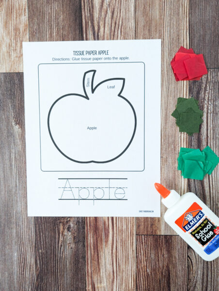 Easy Tissue Paper Apple Craft for Preschoolers | Free Template