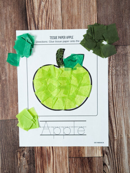 Easy Tissue Paper Apple Craft for Preschoolers | Free Template