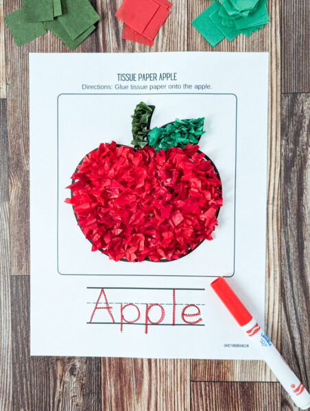 Easy Tissue Paper Apple Craft for Preschoolers | Free Template