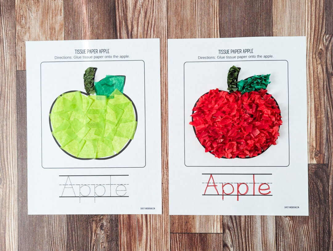 Easy Tissue Paper Apple Craft for Preschoolers | Free Template