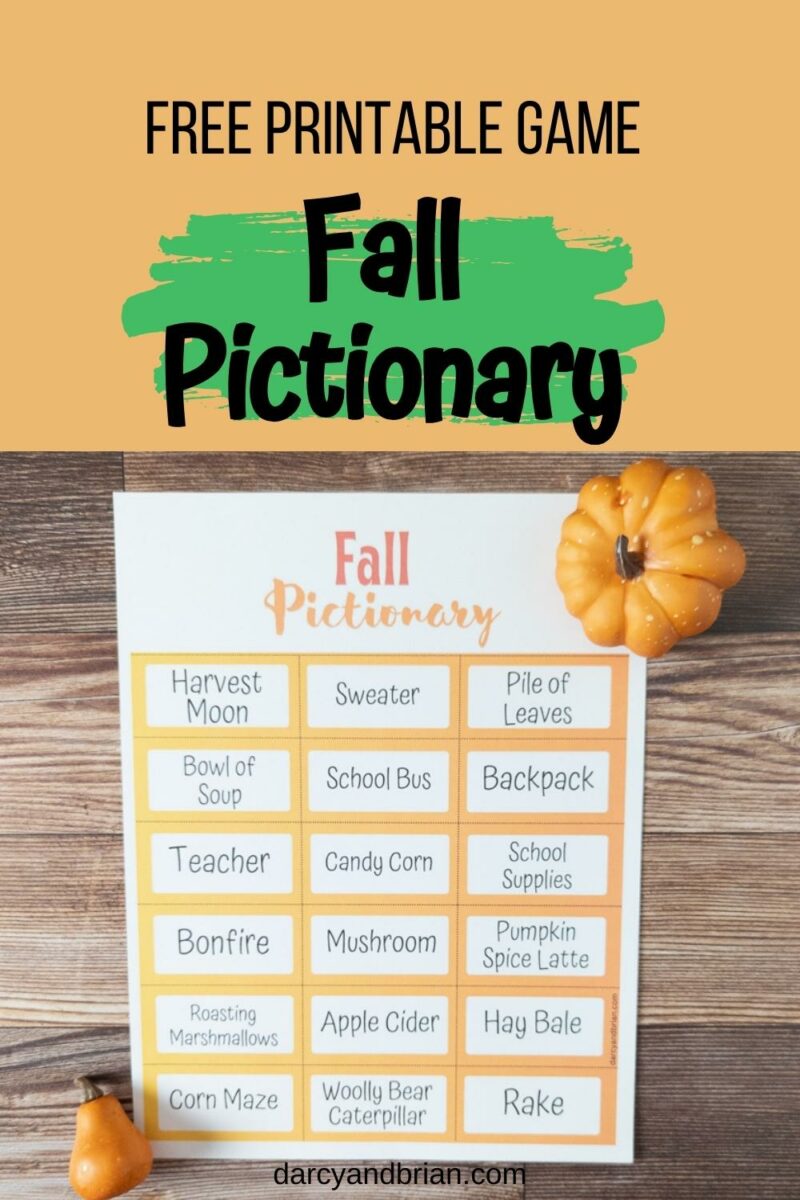 Printable Fall Pictionary Words | Fun Drawing Game for Kids