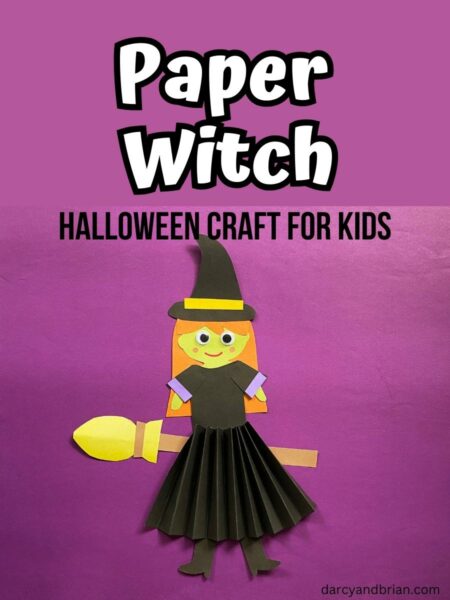 Paper Halloween Witch Craft for Kids - Free Printable Template