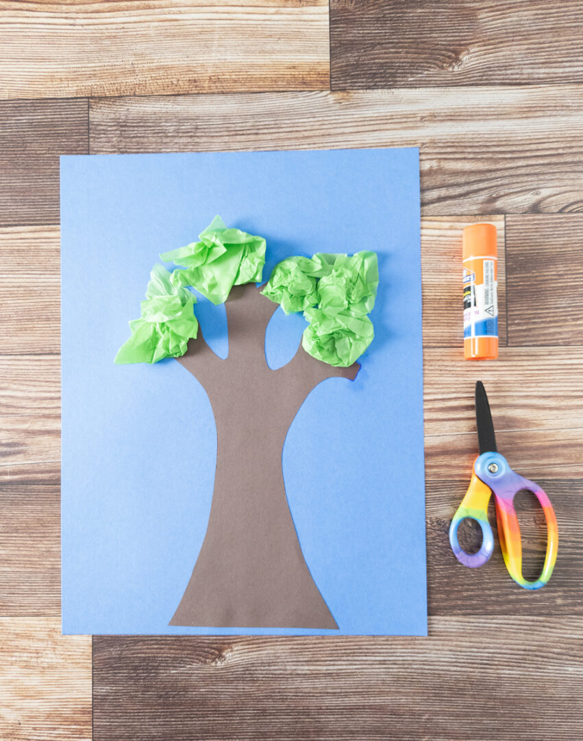 Tissue Paper Tree Craft | Easy Preschool Art Project