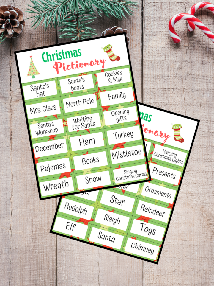 Printable Christmas Pictionary Game for Kids