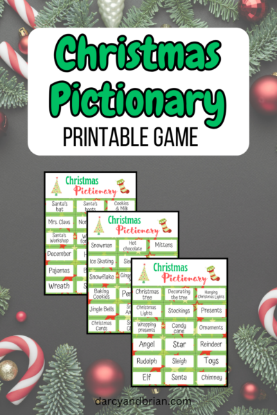 Printable Christmas Pictionary Game for Kids