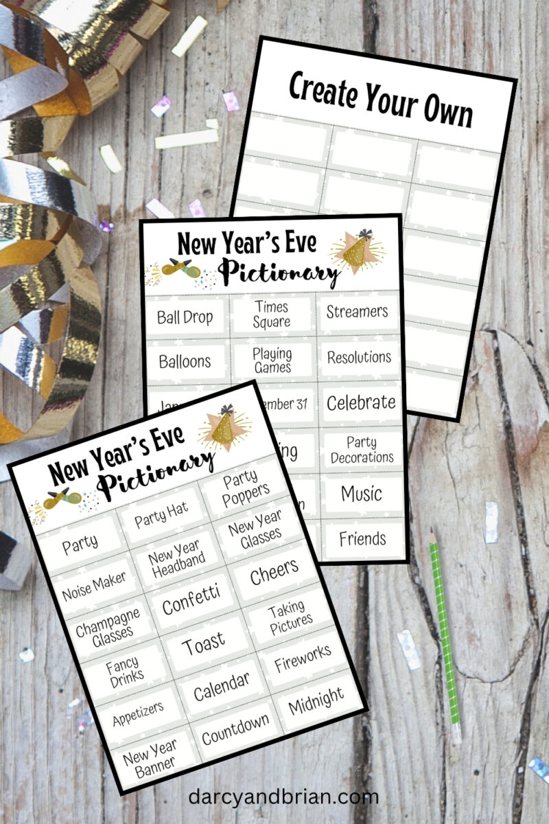 New Year's Eve Pictionary Words | Fun Printable Game for Kids