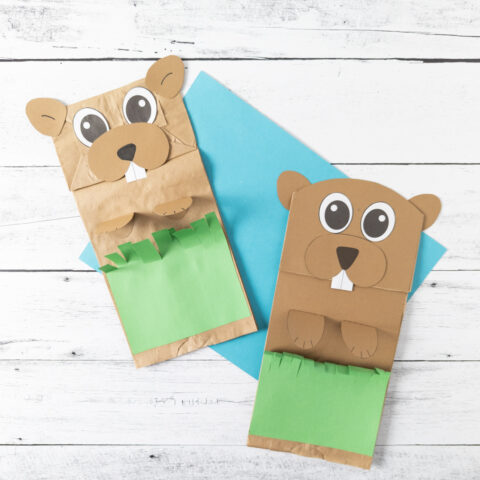 Groundhog Paper Bag Puppet Craft | Free Printable Template