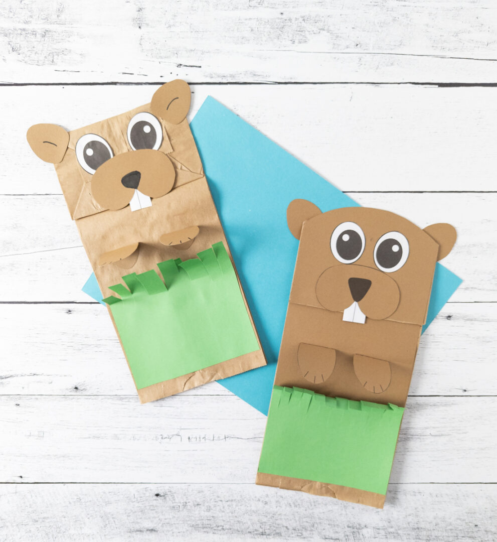 Groundhog Paper Bag Puppet Craft | Free Printable Template