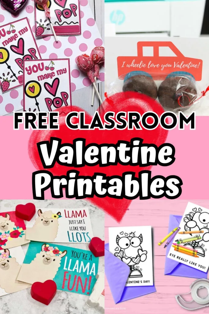 DIY Printable School Valentine's Day Cards For Kids