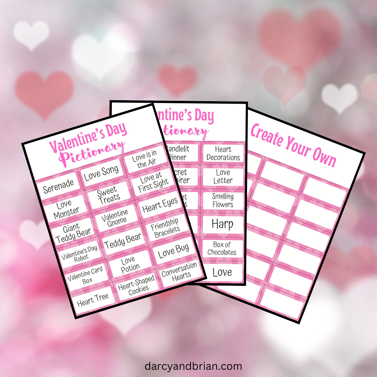 Valentine's Day Pictionary Word List | Fun Printable Game for Kids