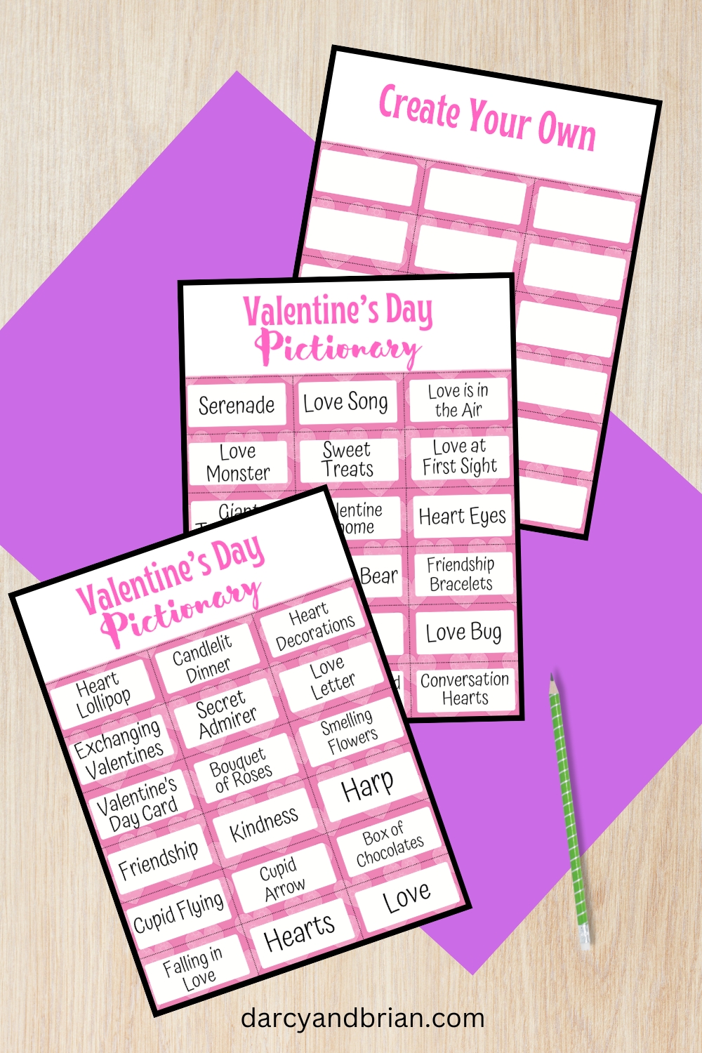 Valentine's Day Pictionary Word List | Fun Printable Game for Kids