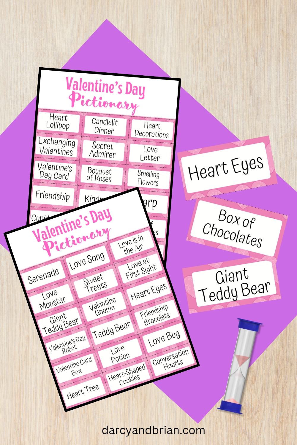 Valentine's Day Pictionary Word List | Fun Printable Game for Kids