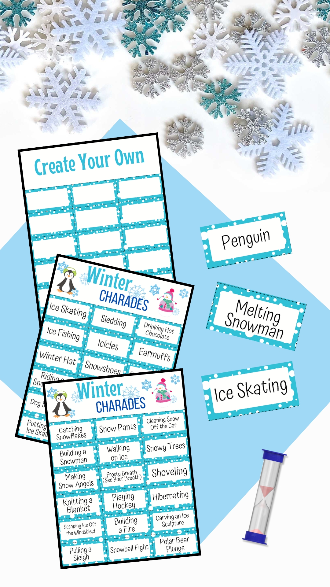 Winter Charades Printable Game Cards for Kids