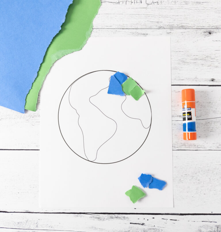 Torn Paper Earth Craft for Kids | Free Printable Template