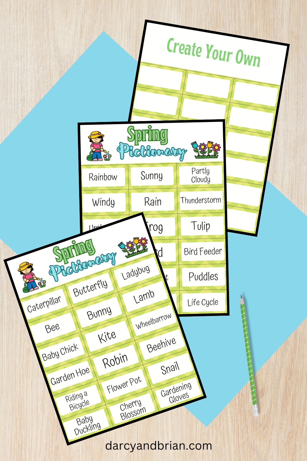 Free Printable Spring Pictionary Words for Kids