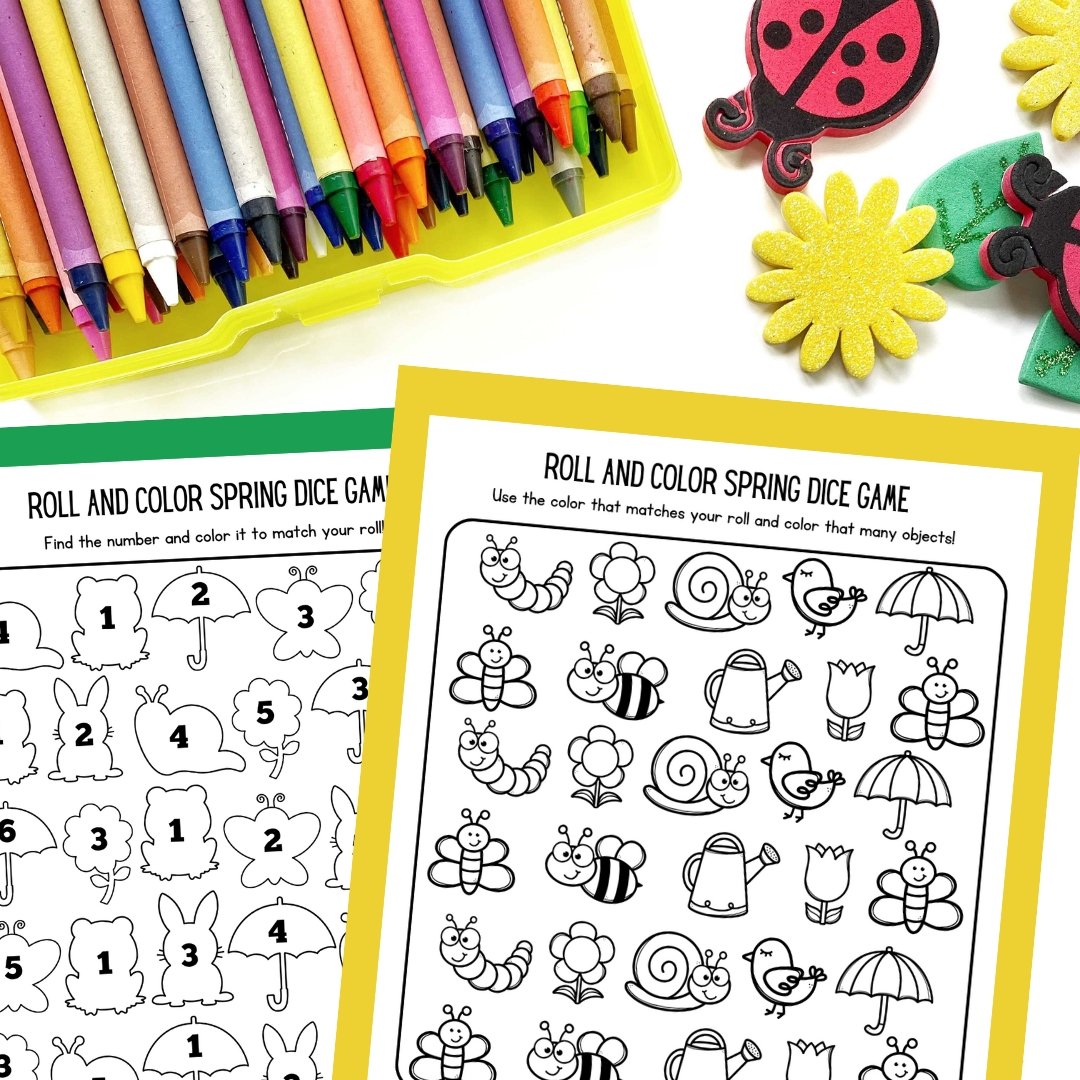 Roll and Color Spring Dice Game | Engaging Math Fun for Kids