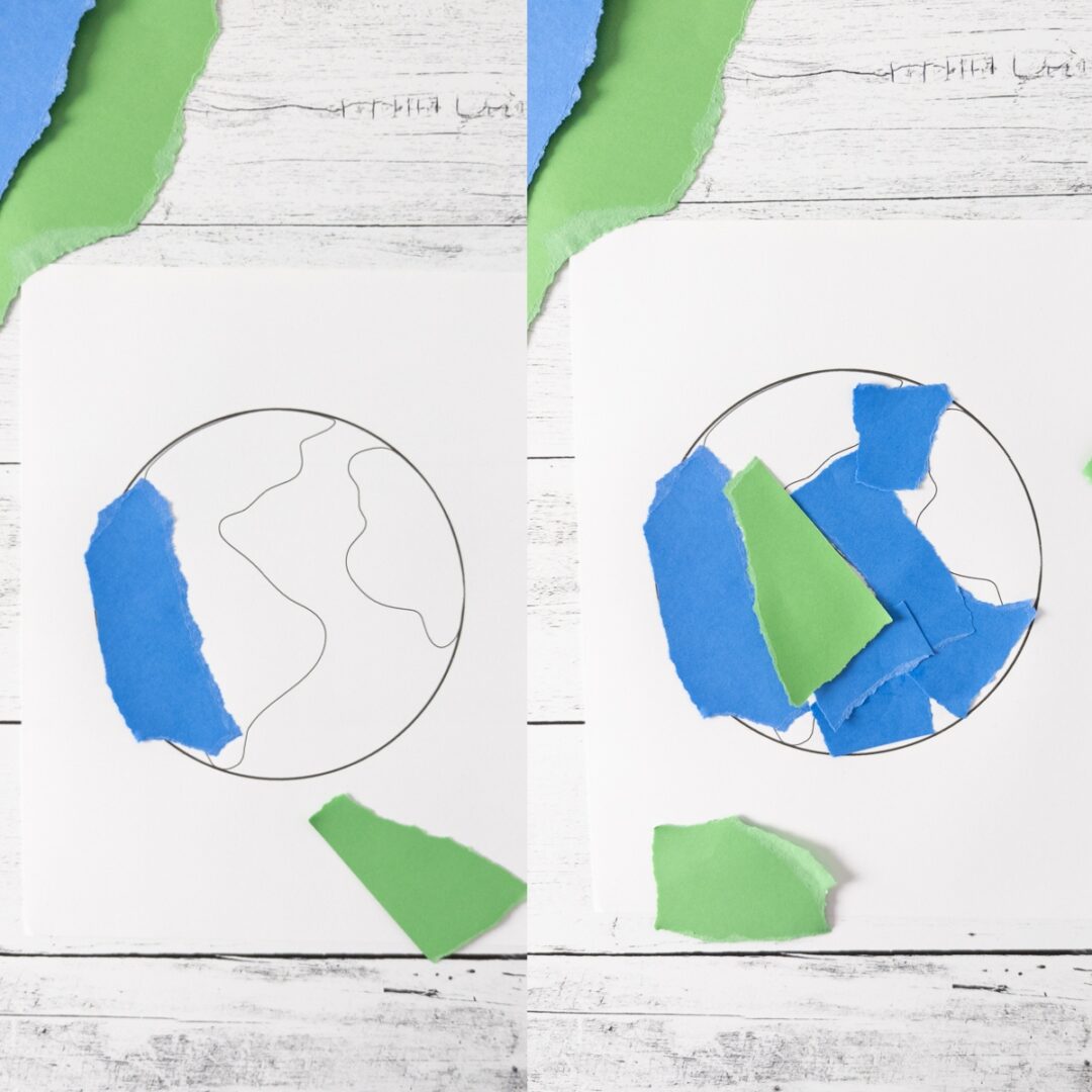 Torn Paper Earth Craft for Kids | Free Printable Template